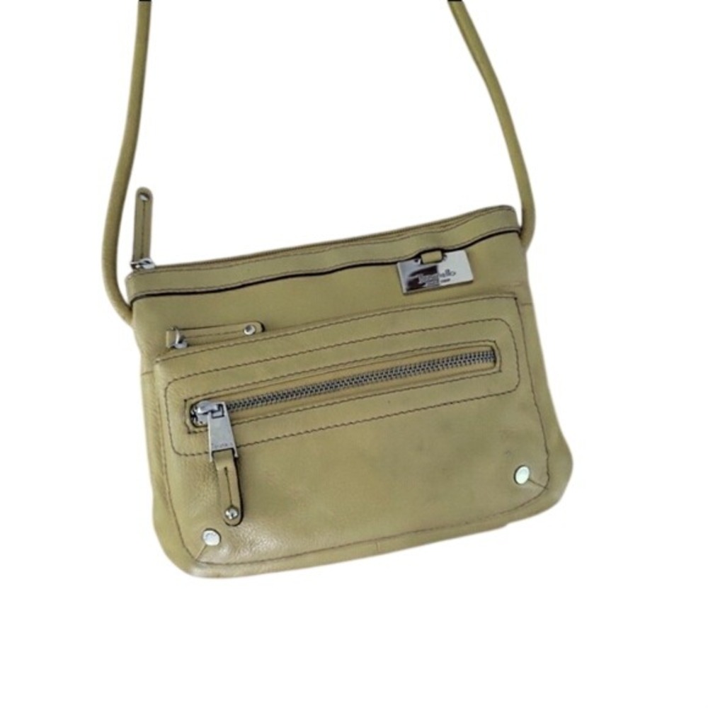 Tignanello Yellow Leather Crossbody Bag Shoulder Bag Zip Pockets